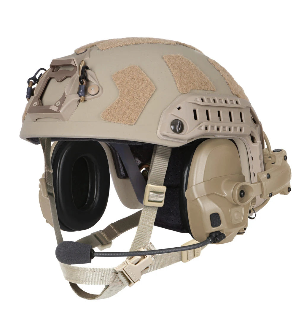 Ops-Core AMP Helmet Rail Mount Kit - official Ops-Core mounting example, Tan; helmet and headset not included