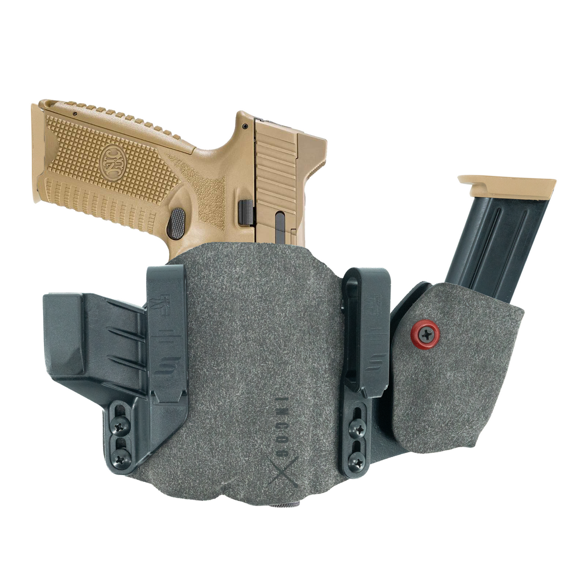 Haley Strategic Incog X Holster - FN 509 — Grey, Small Light + Mag Caddy Right, product view 1