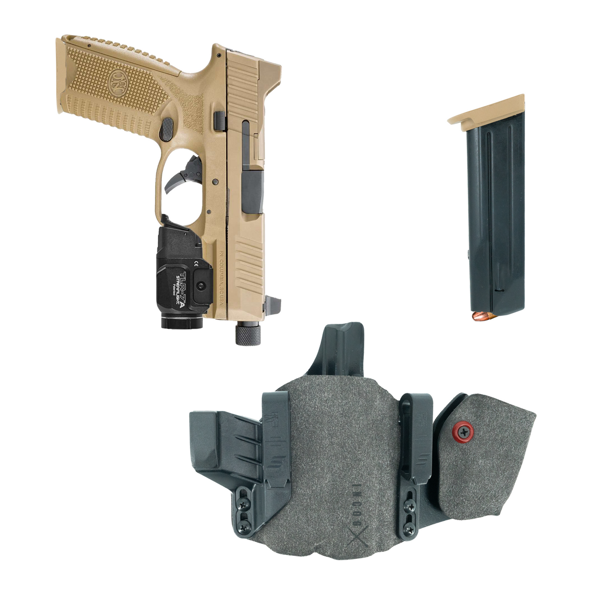Haley Strategic Incog X Holster - FN 509 — Grey, Small Light + Mag Caddy Right, product view 2