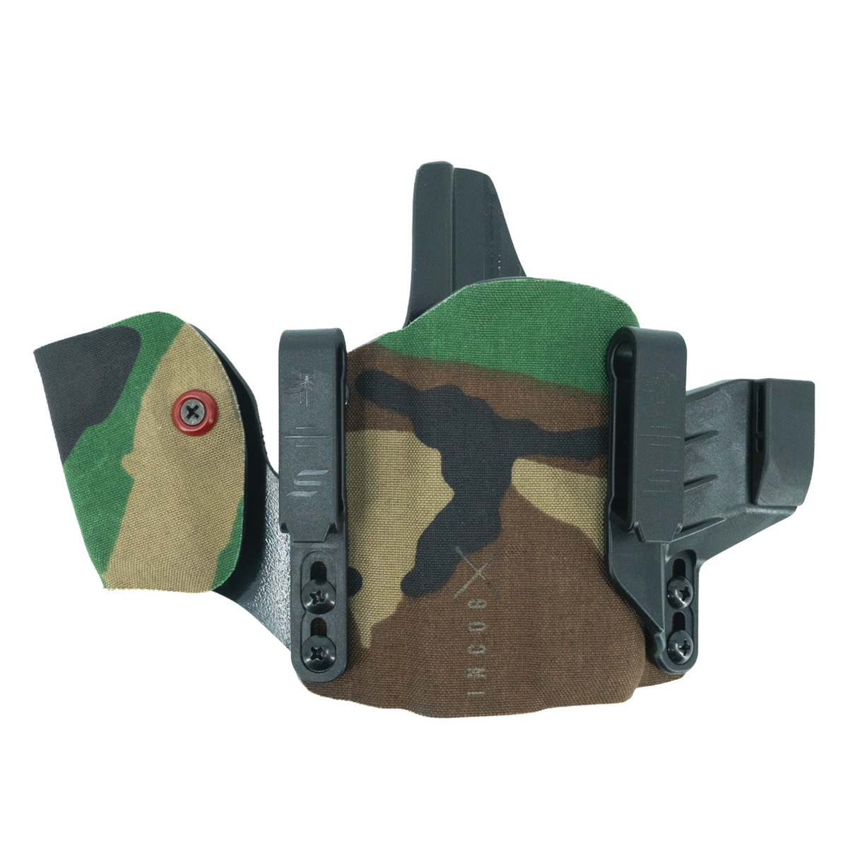 Haley Strategic Incog X Holster - Glock 17/19 — M81 Woodland, Small Light + Mag Caddy Left, product view 3