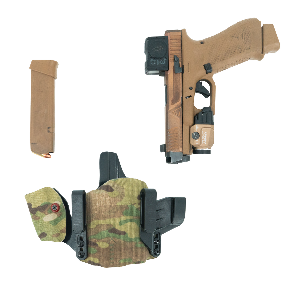 Haley Strategic Incog X Holster - Glock 17/19 — Multicam, Small Light + Mag Caddy Left, product view 2