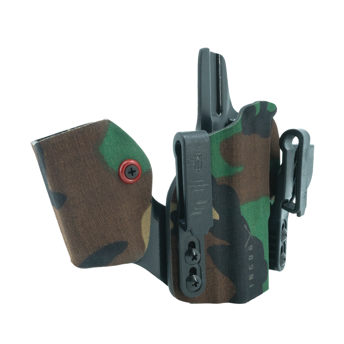 Haley Strategic Incog X Holster - Glock 17/19 — M81 Woodland, No Light + Mag Caddy Left, product view 4