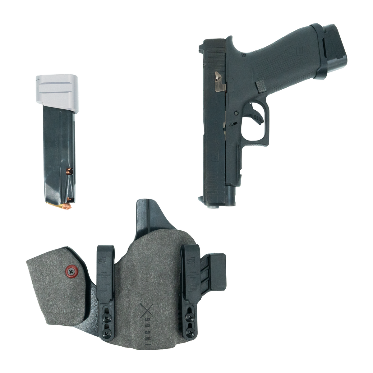 Haley Strategic Incog X Holster - Glock 43X/48 — Grey, No Light + Mag Caddy Left, product view 2