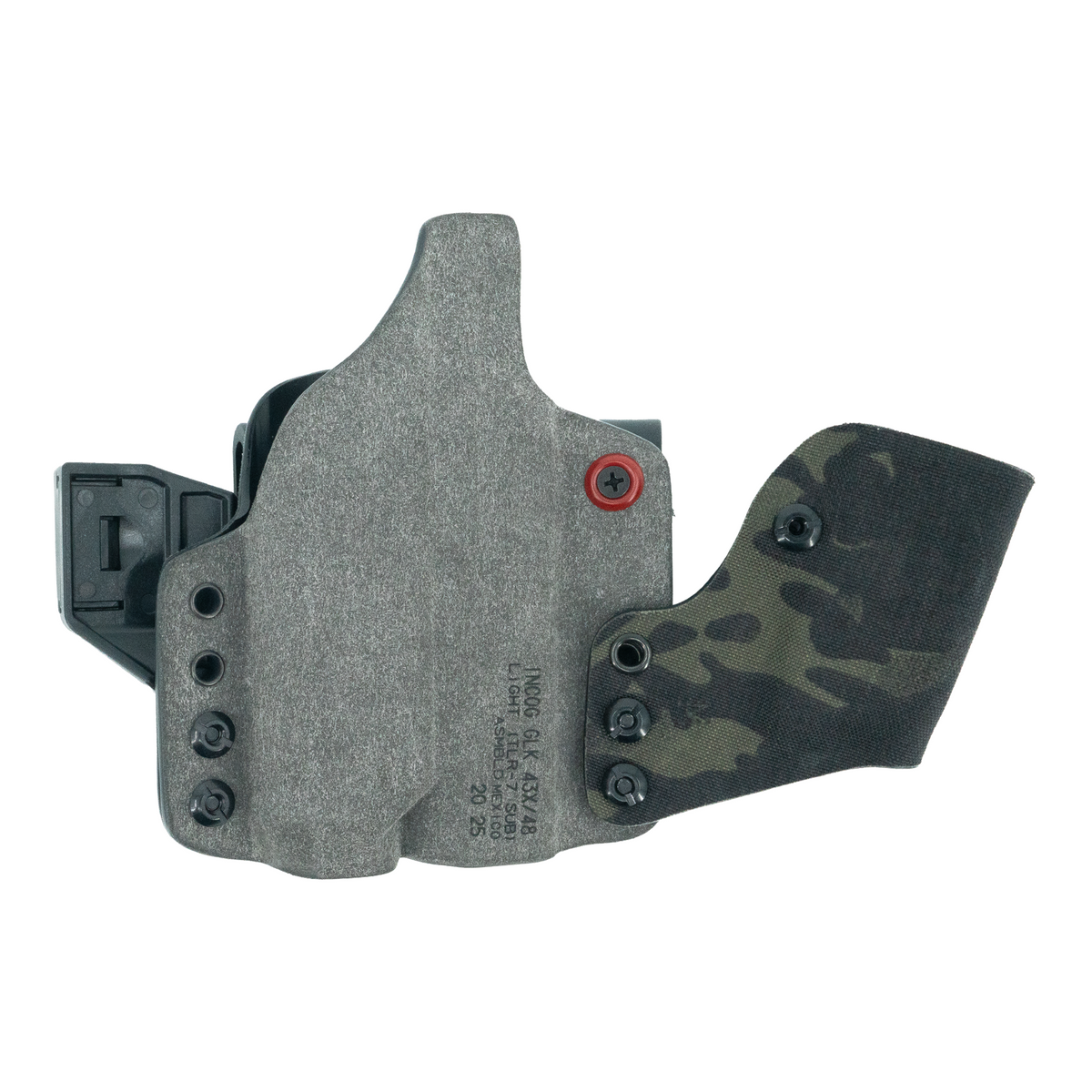 Haley Strategic Incog X Holster - Glock 43X/48 — Multicam Black, Small Light + Mag Caddy Left, product view 2