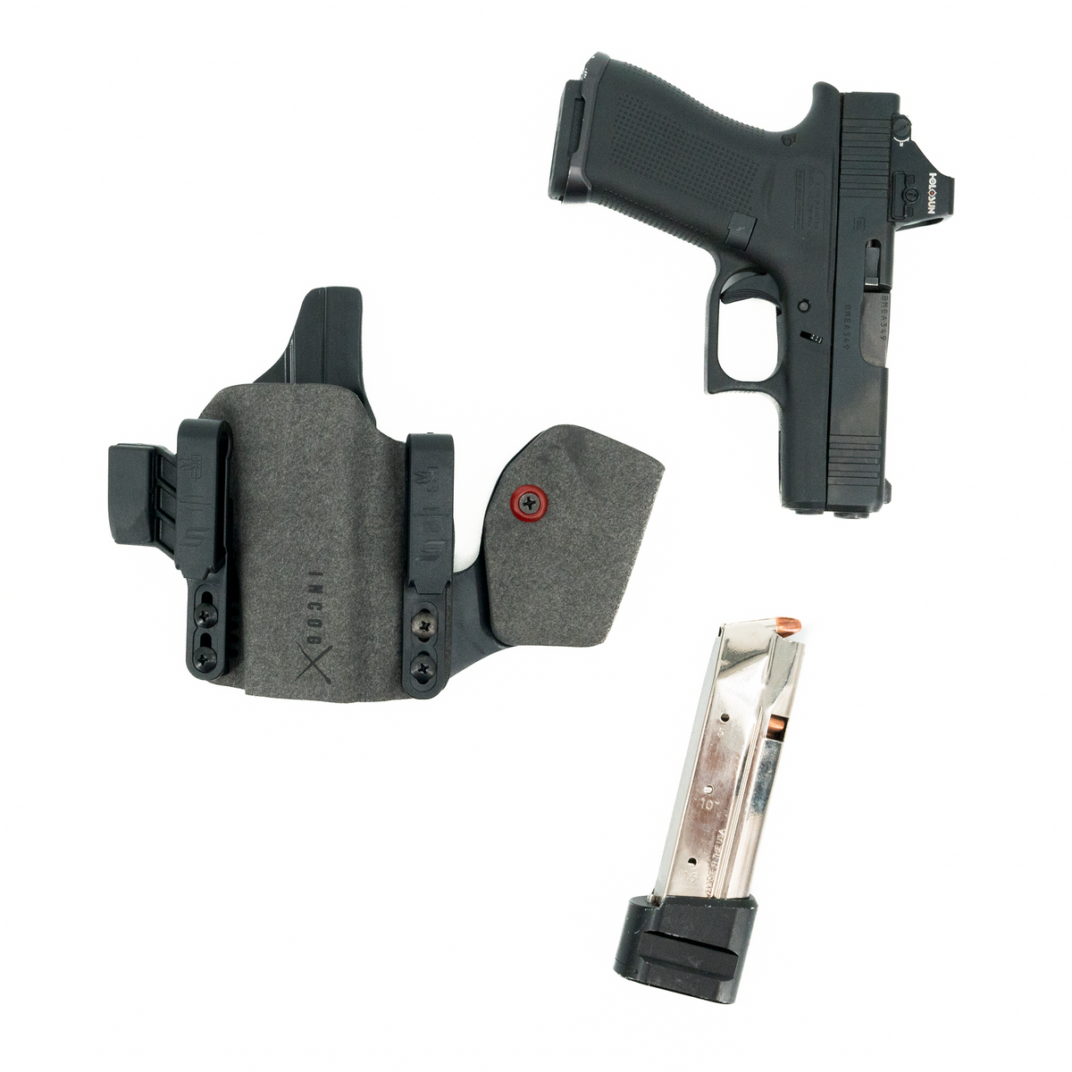 Haley Strategic Incog X Holster - Glock 43X/48 — Grey, No Light + Mag Caddy Right, product view 2