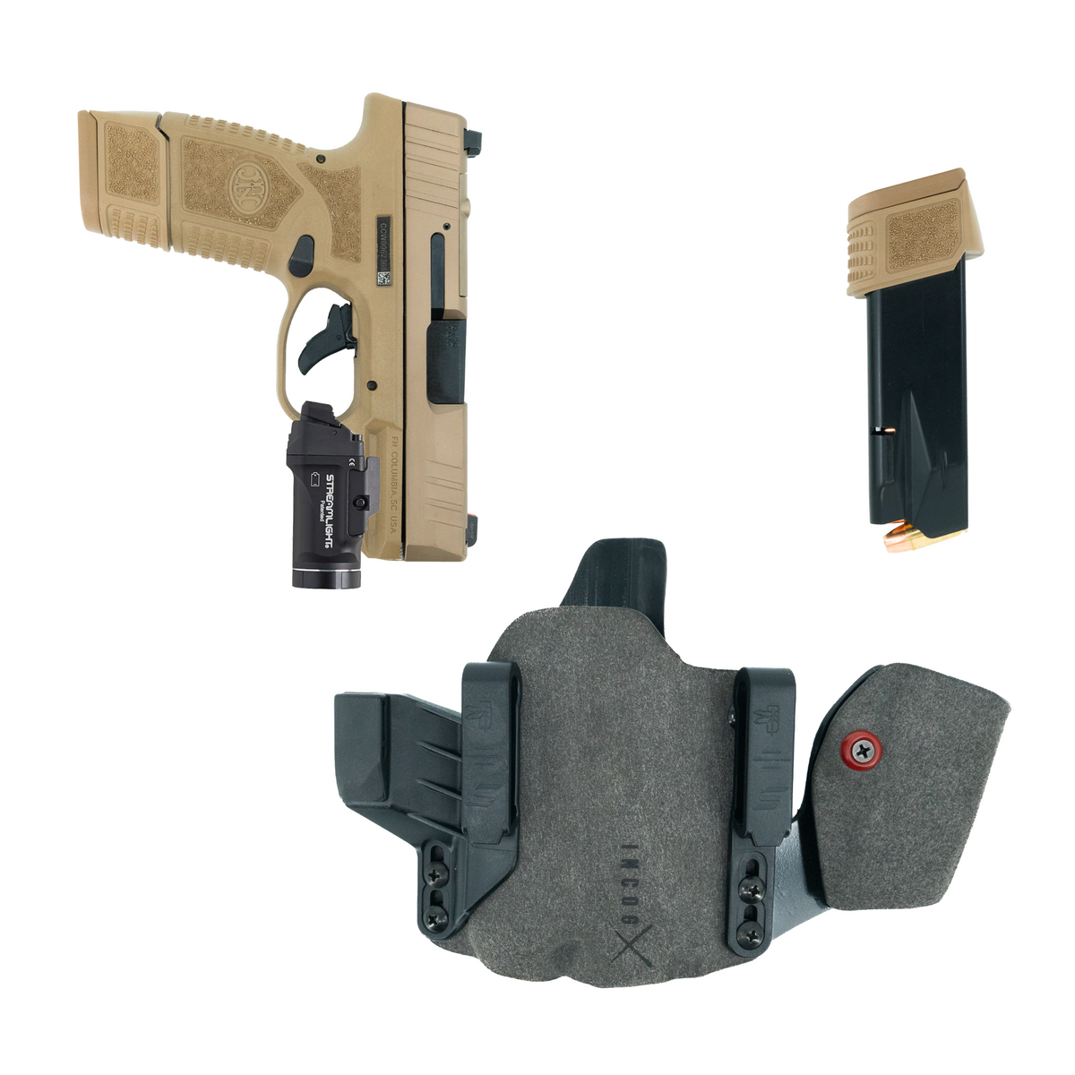 Haley Strategic Incog X Holster - FN Reflex XL/MRD — Grey, Small Light + Mag Caddy Right, product view 2