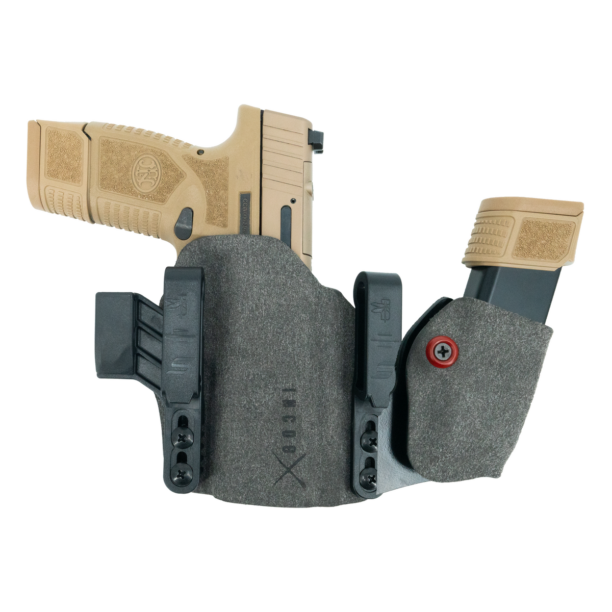 Haley Strategic Incog X Holster - FN Reflex XL/MRD — Grey, No Light + Mag Caddy Right, product view 1