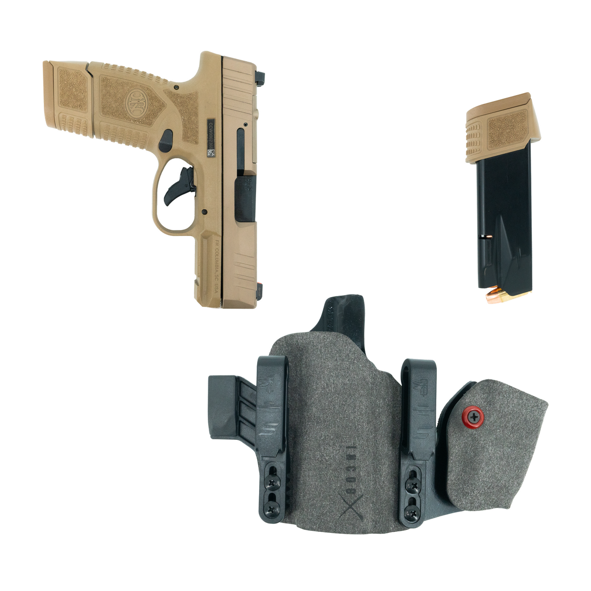 Haley Strategic Incog X Holster - FN Reflex XL/MRD — Grey, No Light + Mag Caddy Right, product view 2