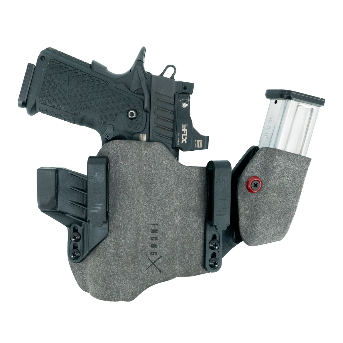 Haley Strategic Incog X Holster - Staccato CS/C2/P — Grey, C2/P Large Light + Mag Caddy Right, product view 1