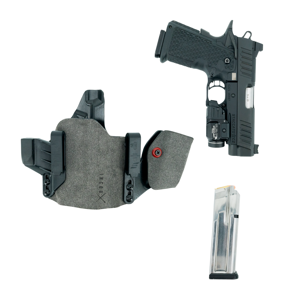 Haley Strategic Incog X Holster - Staccato CS/C2/P — Grey, Small Light + Mag Caddy Right, product view 11