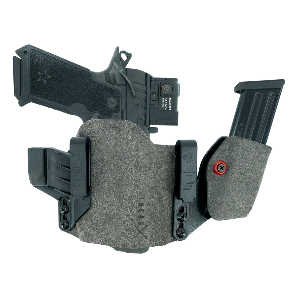 Haley Strategic Incog X Holster - Staccato HD — Grey, Small Light + Mag Caddy Right, product view 1 #color_grey