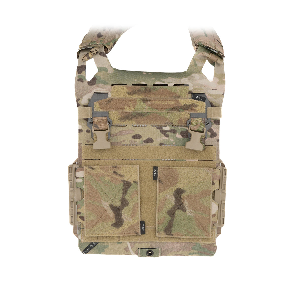 AXL Advanced Adaptive Vest Placard (AVP) for Crye SPC – Multicam – installed SPC placard adapter