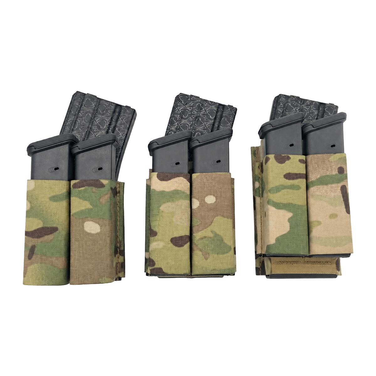 Esstac 1+2 Stacked 5.56 KYWI Pouch - Multicam - Shorty, Midlength and Tall overview - brightness-adjusted manufacturer-based image