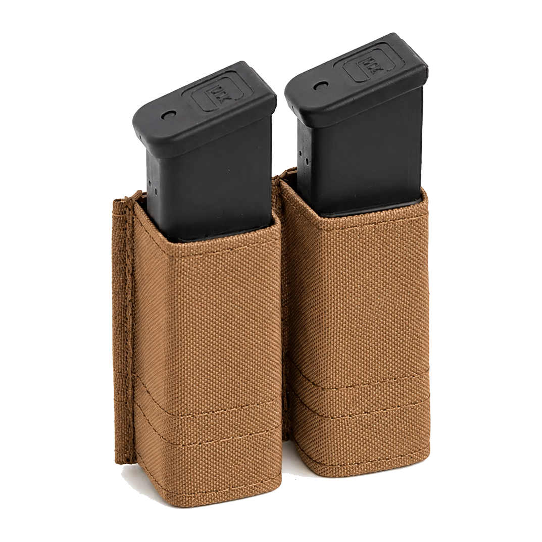 Esstac Double Pistol GAP KYWI Pouch - Coyote Brown - colour illustration based on Esstac manufacturer photograph