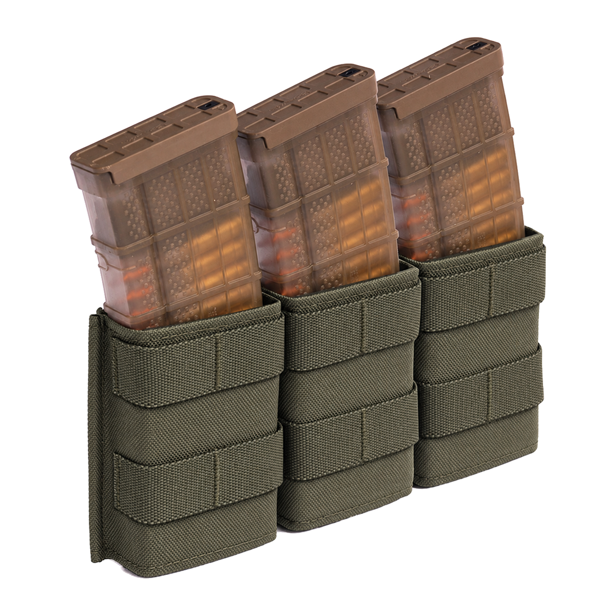 Esstac Triple 5.56 Midlength KYWI Pouch - Ranger Green / Webbing - colour illustration based on Esstac manufacturer photograph