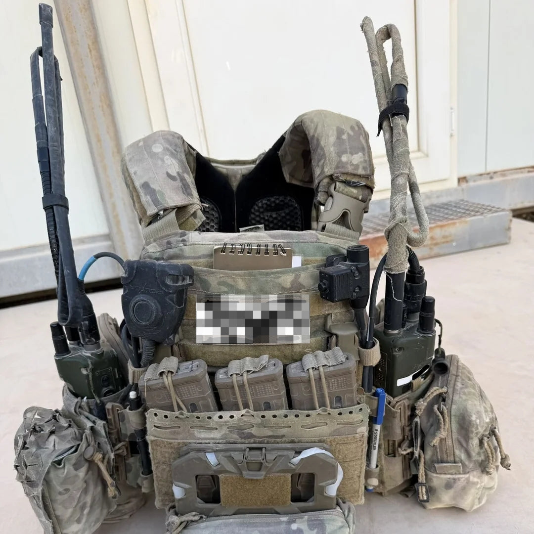 AXL Advanced Structural Shoulder Pads – Multicam – installed shoulder pads