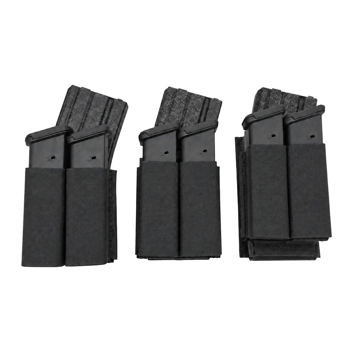 Esstac 1+2 Stacked 5.56 KYWI Pouch - Black - Shorty, Midlength and Tall overview - brightness-adjusted colour illustration
