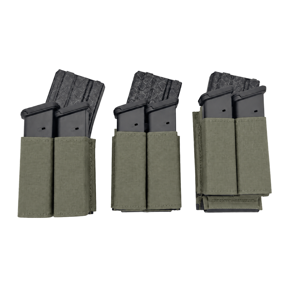 Esstac 1+2 Stacked 5.56 KYWI Pouch - Ranger Green - Shorty, Midlength and Tall overview - brightness-adjusted colour illustration