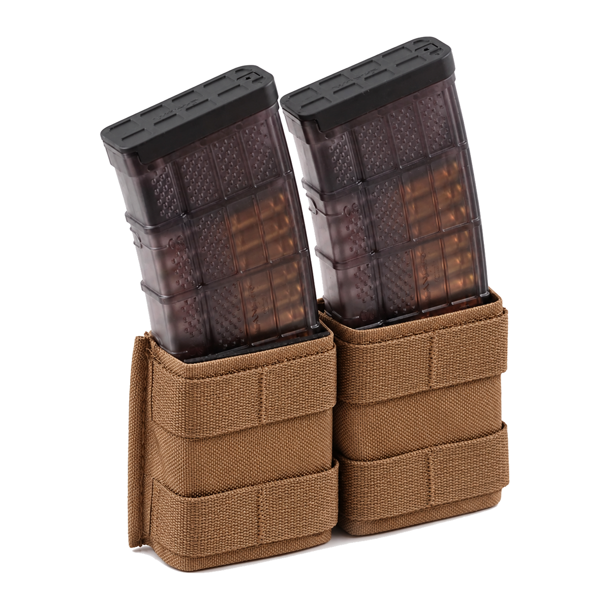 Esstac Double 5.56 Shorty KYWI Pouch - Coyote Brown / Webbing - colour illustration based on Esstac manufacturer photograph