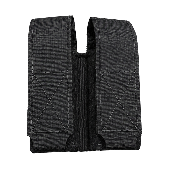 Esstac Lidded Double Pistol GAP KYWI Pouch - Black, front view - colour illustration