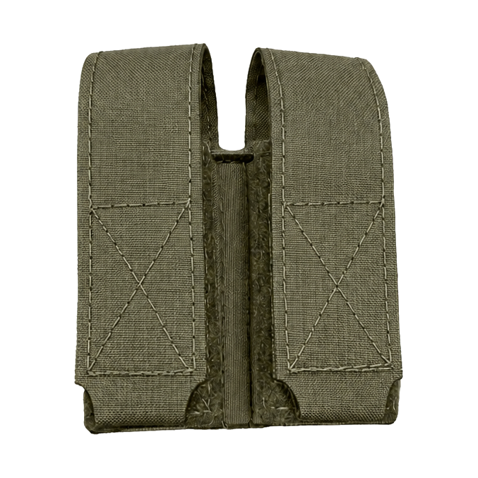 Esstac Lidded Double Pistol GAP KYWI Pouch - Ranger Green, front view - colour illustration