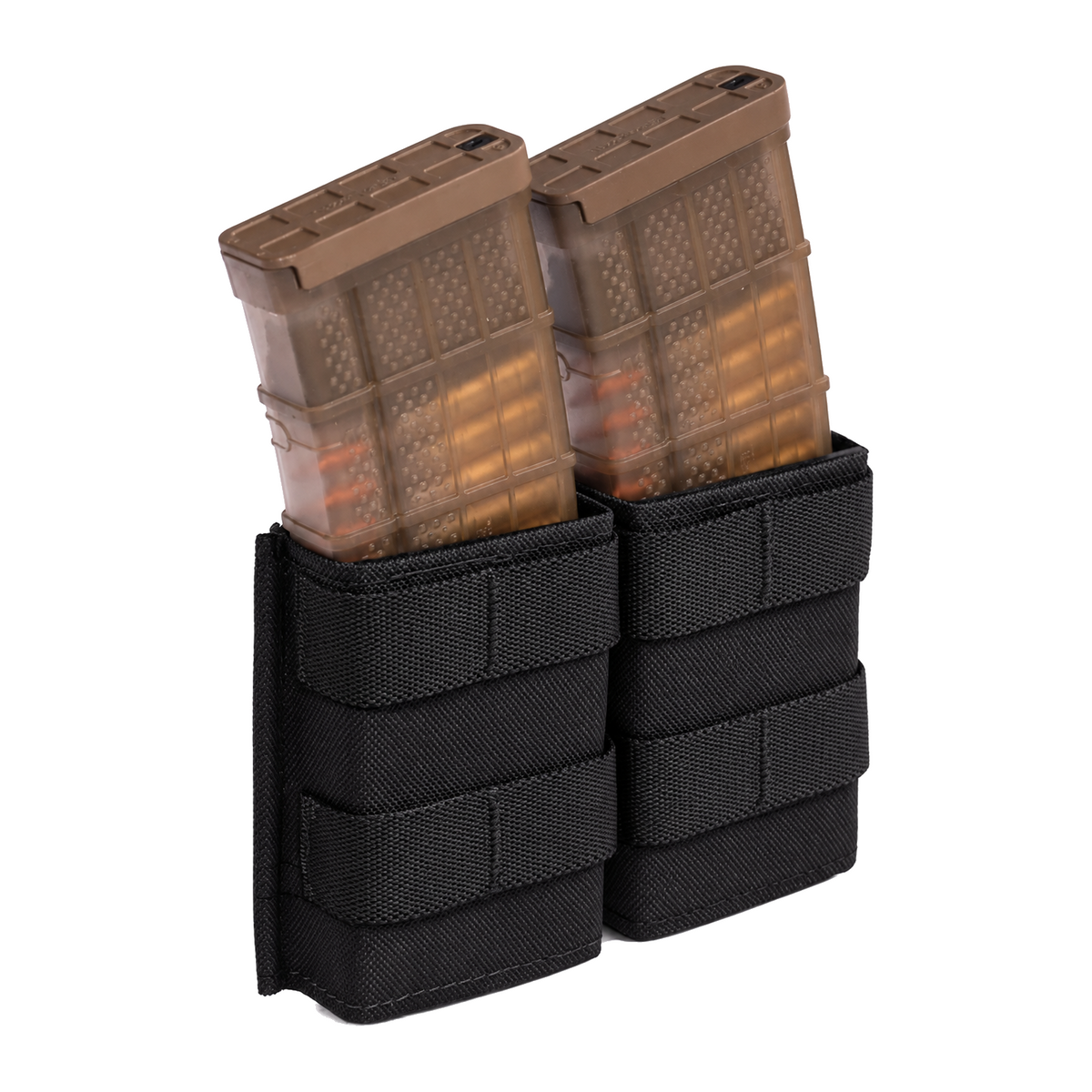 Esstac Double 5.56 Midlength KYWI Pouch - Black / Webbing - colour illustration based on Esstac manufacturer photograph