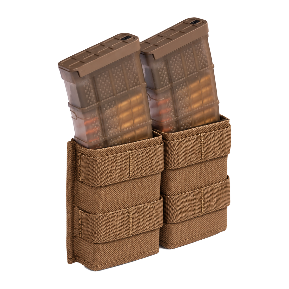 Esstac Double 5.56 Midlength KYWI Pouch - Coyote Brown / Webbing - colour illustration based on Esstac manufacturer photograph