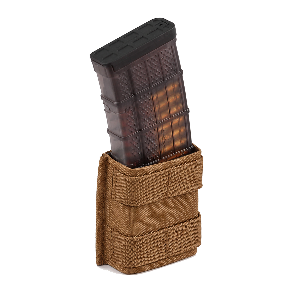 Esstac Single 5.56 Shorty KYWI Pouch - Coyote Brown / Webbing - colour illustration based on Esstac manufacturer photograph